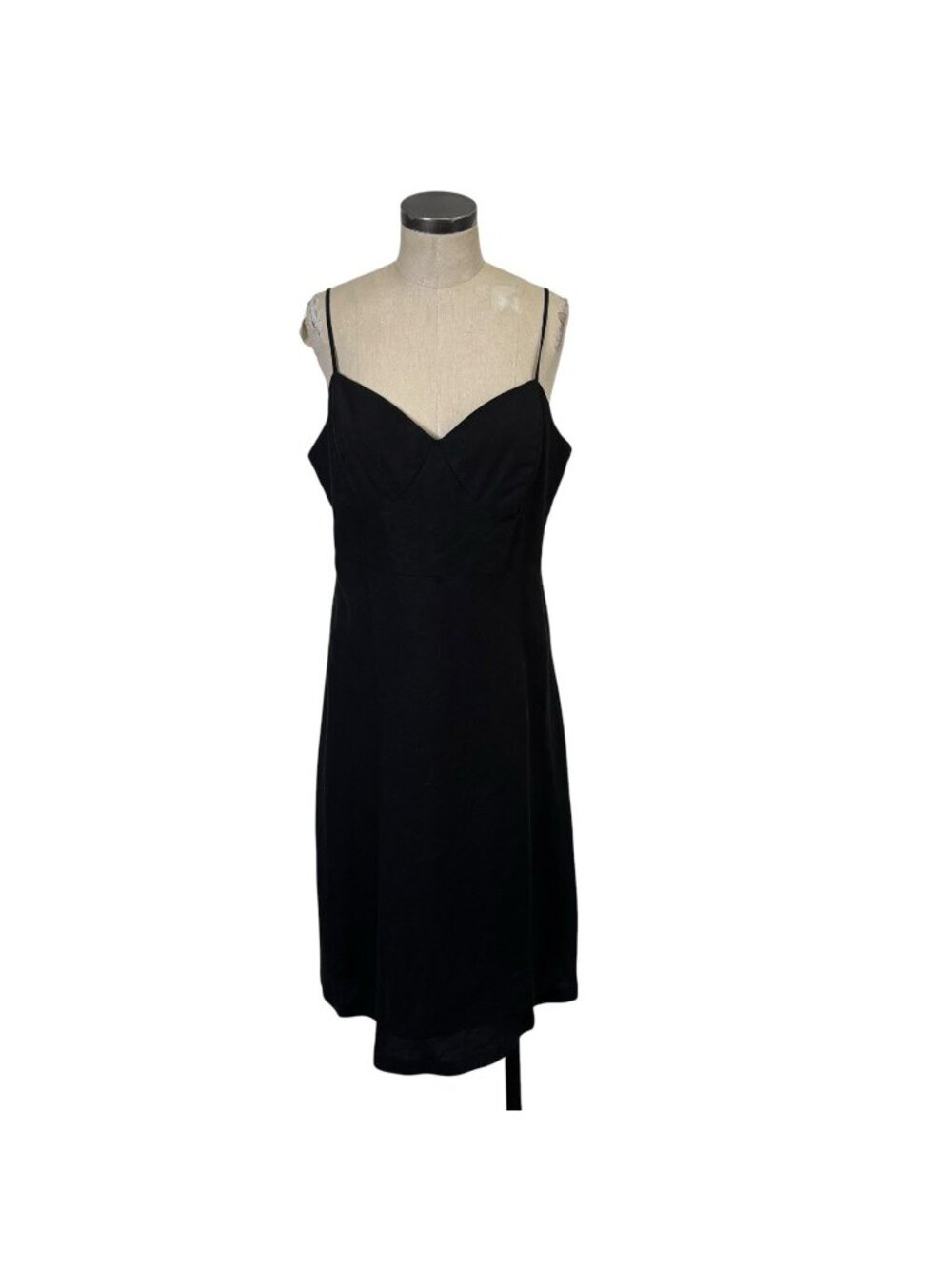 Nina Leonard Linen Strappy Midi Dress